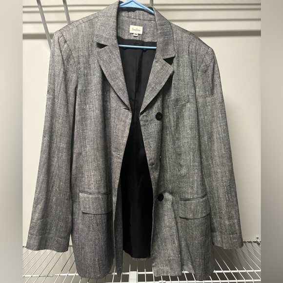 Neiman Marcus 100% silk Blazer Gray Tweed Career Jacket Plus Size 18W - Picture 1 of 5